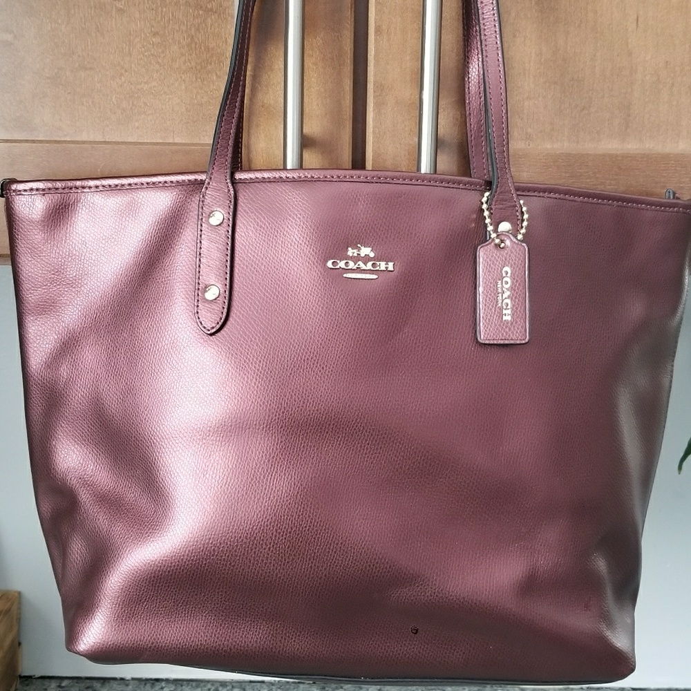 Leather COACH medium tote.